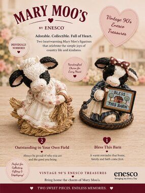 Mary Moo's Enesco Bless This Barn & Outstanding Figurines Set